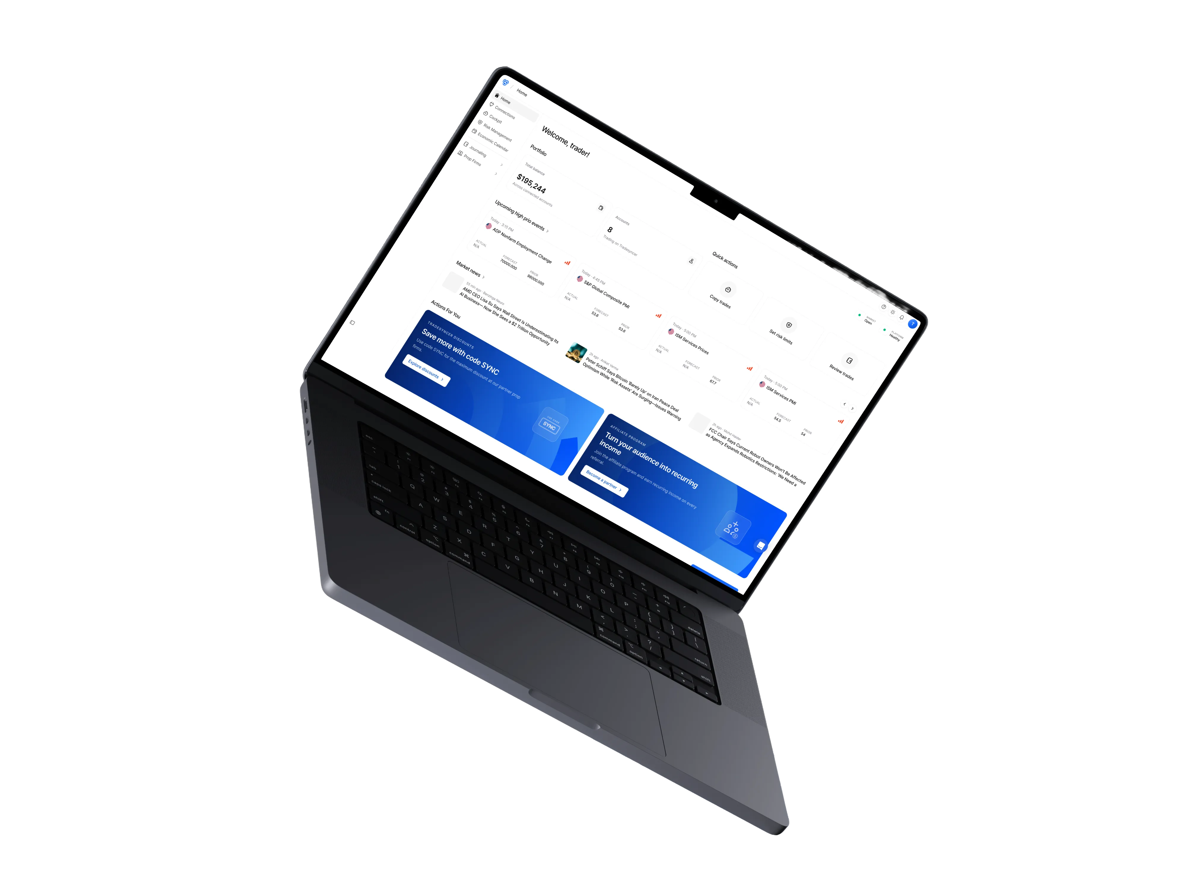 Tradesyncer workspace on a laptop
