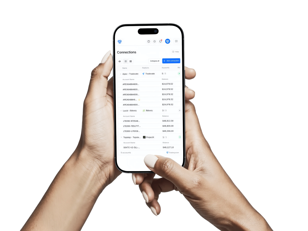 Tradesyncer’s connected accounts on a phone